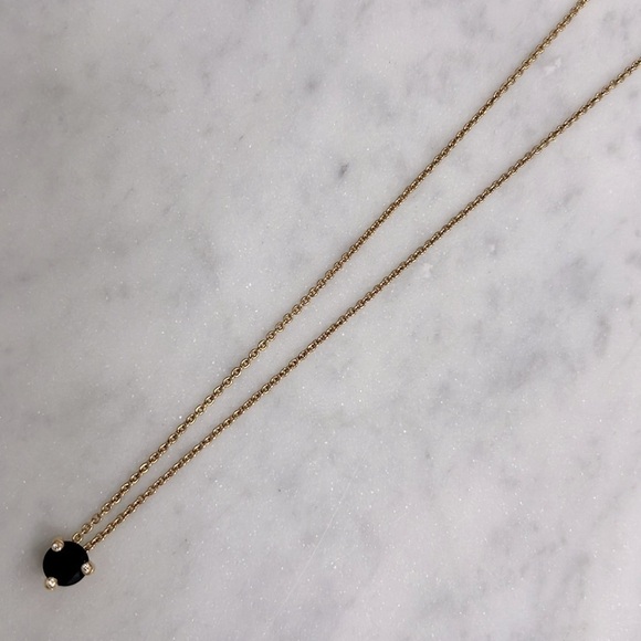 KATE SPADE • Brilliant Statement Tri-Prong Black Pendant Gold Necklace - Picture 5 of 5
